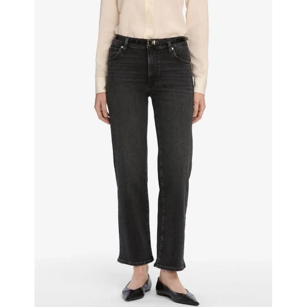 FRAME The Mellow High Rise Straight Leg Jeans Faded Black Size 30‎